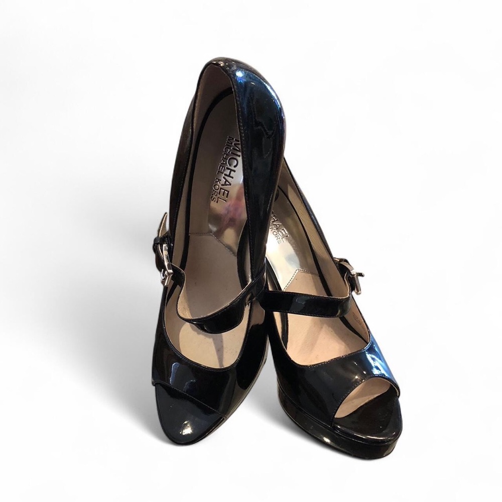 Michael Kors Glossy Black Peep Toe Heels